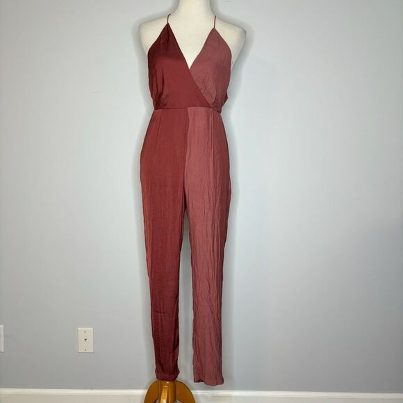 Silence + Noise- Wine Two-Toned Jumpsuit